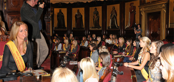 miss belgi bezoek parlement senaat 2 pancarte